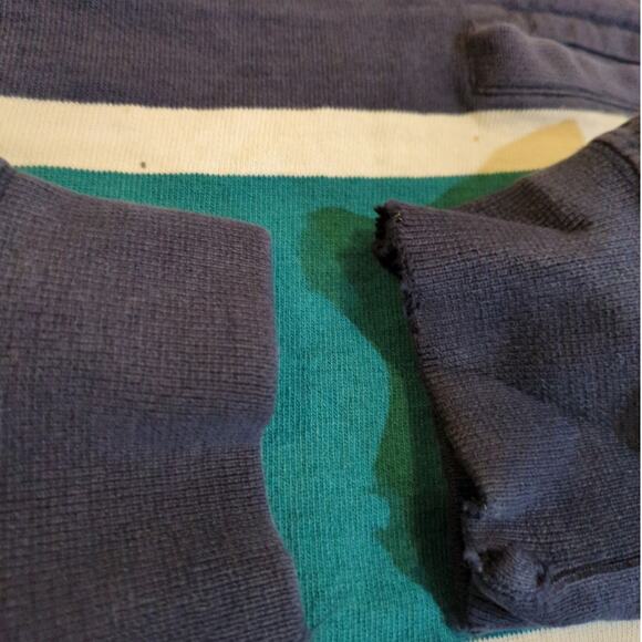 VTG World Island Rugby Men's Large Striped Skater Grunge Y2K Blue Turquoise Teal - Picture 2 of 9